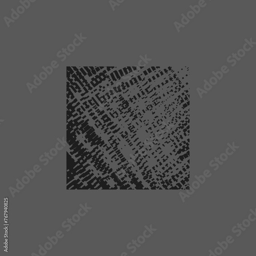 square shaped element made of abstract black brush strokes