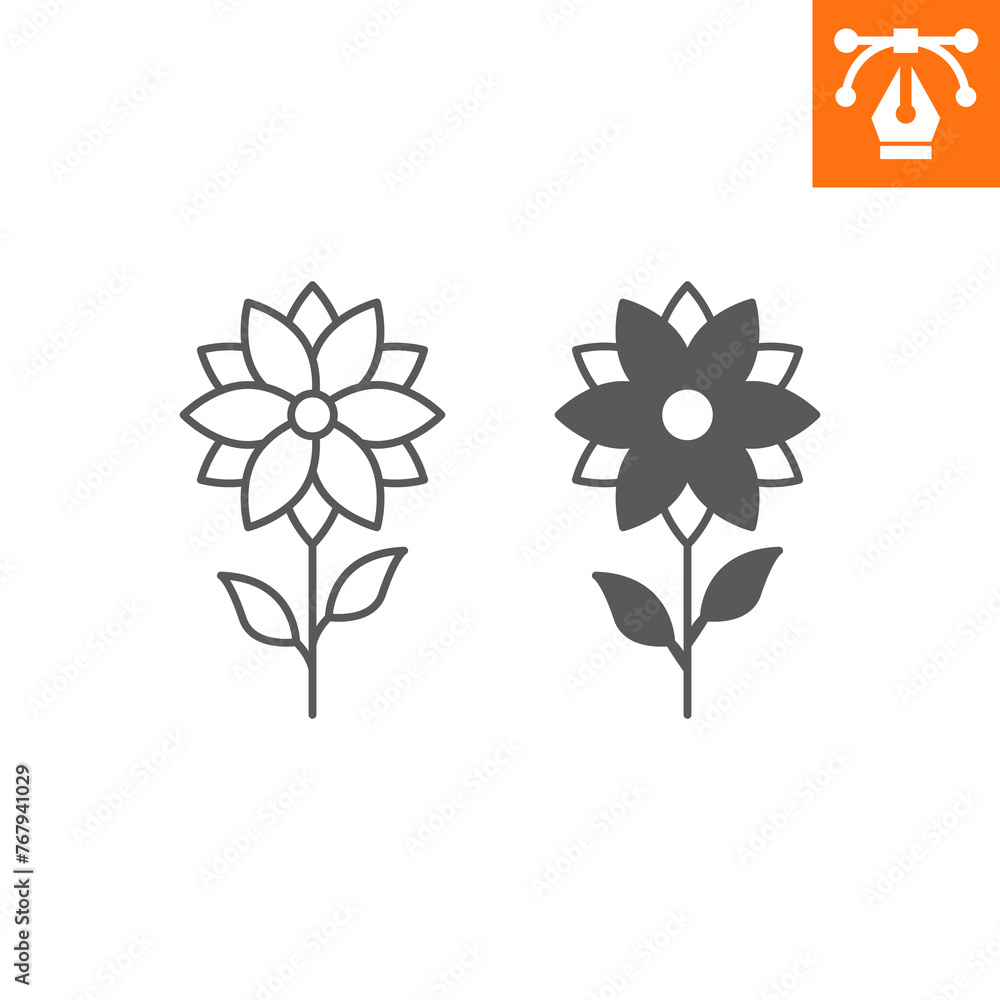 Flower line and solid icon, outline style icon for web site or mobile app, Easter and floral, beautiful flower vector icon, simple vector illustration, vector graphics with editable strokes. Flower line and solid icon, outline style icon for web site or mobile app, Easter and floral, beautiful flower vector icon, simple vector illustration, vector graphics with editable strokes.