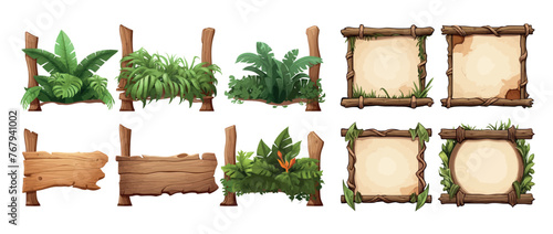 Collection of Nature-Inspired Frames: Wooden Textures and Lush Greenery for Customizable, Engaging Visual