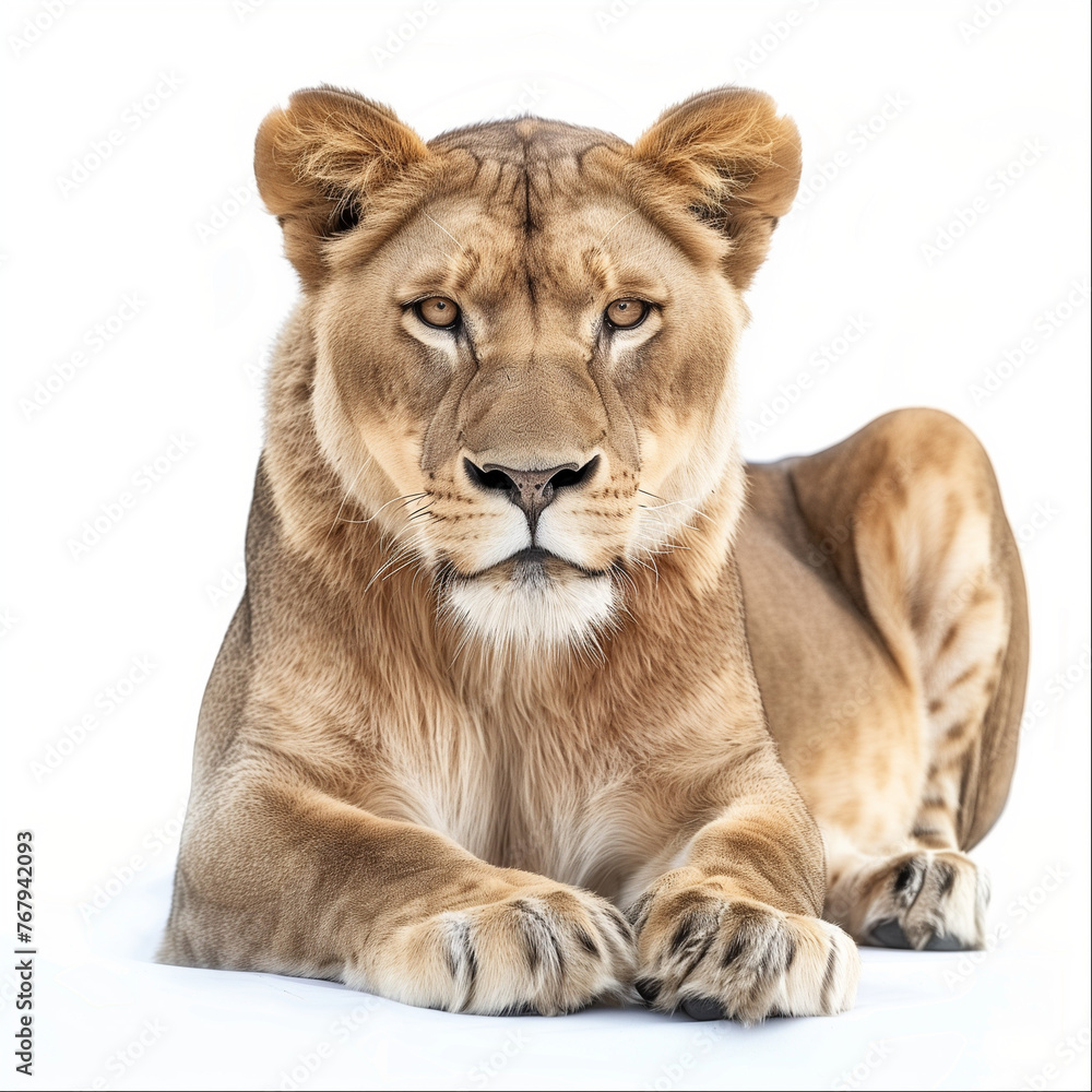 Lioness isolated on white background Lioness isolated on white background