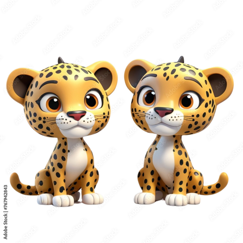 3d rendering of cartoon jaguar on Isolated transparent background png. generated with AI 3d rendering of cartoon jaguar on Isolated transparent background png. generated with AI