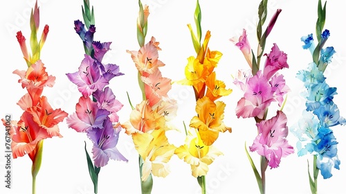 Watercolor foxglove clipart with tall spires of colorful flowers , 3D render photo