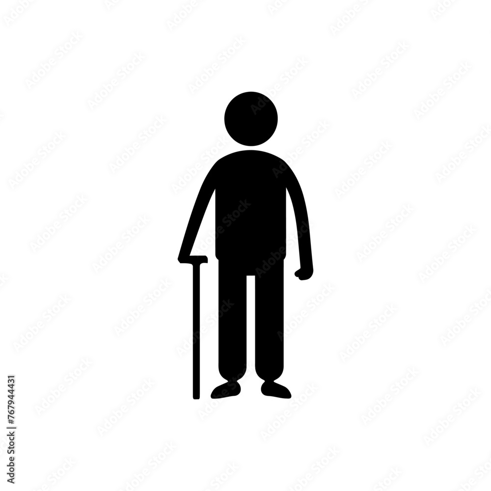 Elderly Person with Cane Icon Elderly Person with Cane Icon