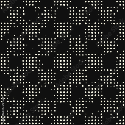 Monochrome Irregularly Dotted Checked Pattern