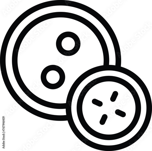 Clothes button kit icon outline vector. Attire fastener circles. Round clothing fastening details