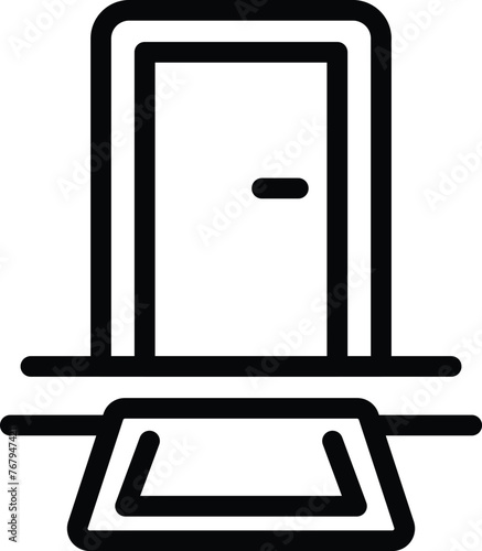 Entry door mat icon outline vector. Front home entrance. Welcome house carpet
