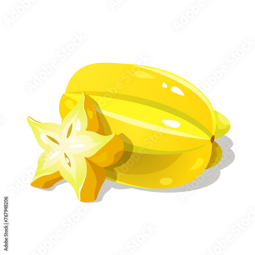 Schilderij op canvas Exotic star fruit or carambola isolated in white background.