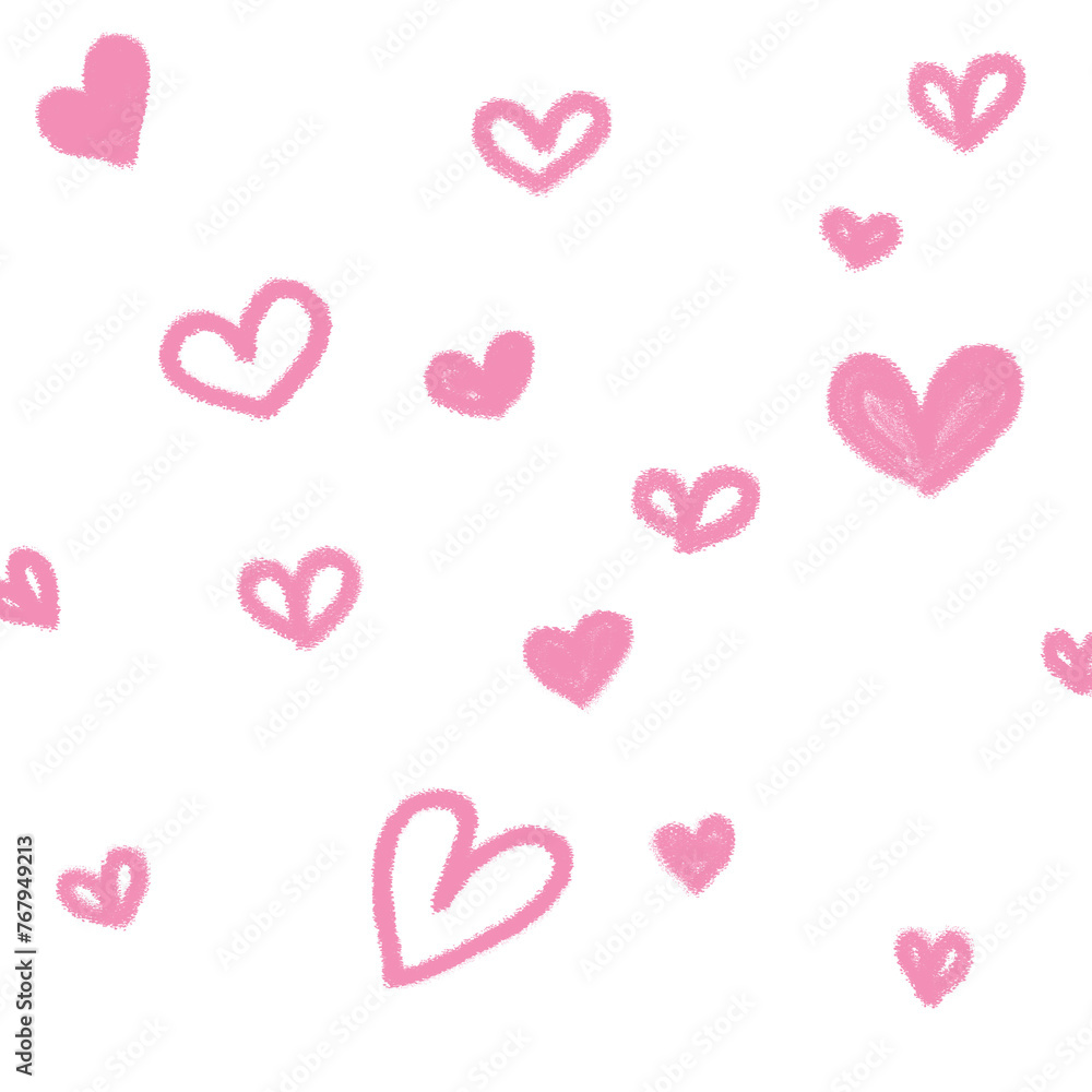 pink hearts on white background