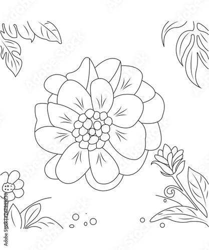 Fototapeta Naklejka Na Ścianę i Meble -  flower coloring page for kids and adult