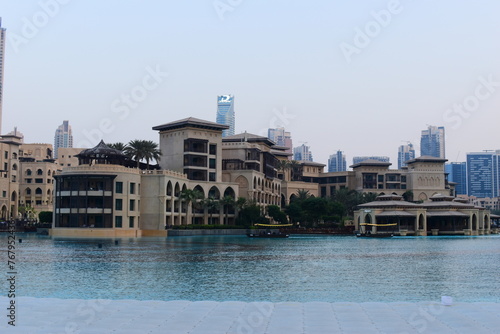 DUBAI, UNITED ARAB EMIRATES - 04 OCTOBER, 2021: The Dubai Mall is the largest mall in the world by total area, Dubai, United Arab Emirates. This was during the Covid 19 pandemic during sunset. photo