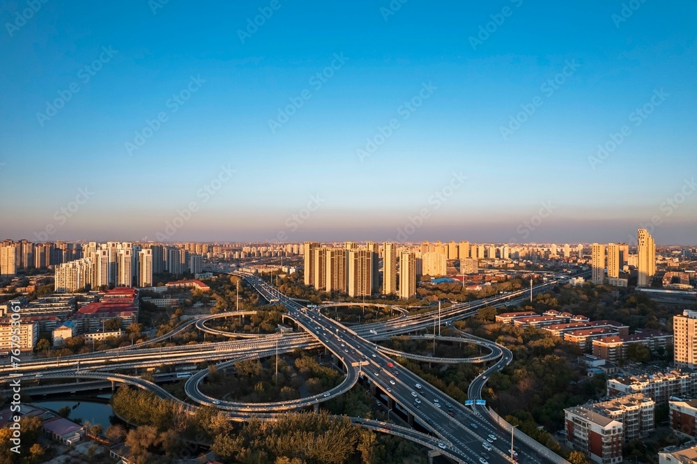 Tianjin Outer Ring Road, China Overlooking the City Center