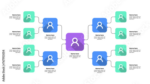 Infographic template. Organization chart with business avatar icons