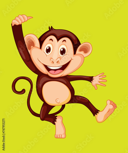Cute Monkey Cartoon Vector Icon Illustration. Animals Premium Vector.