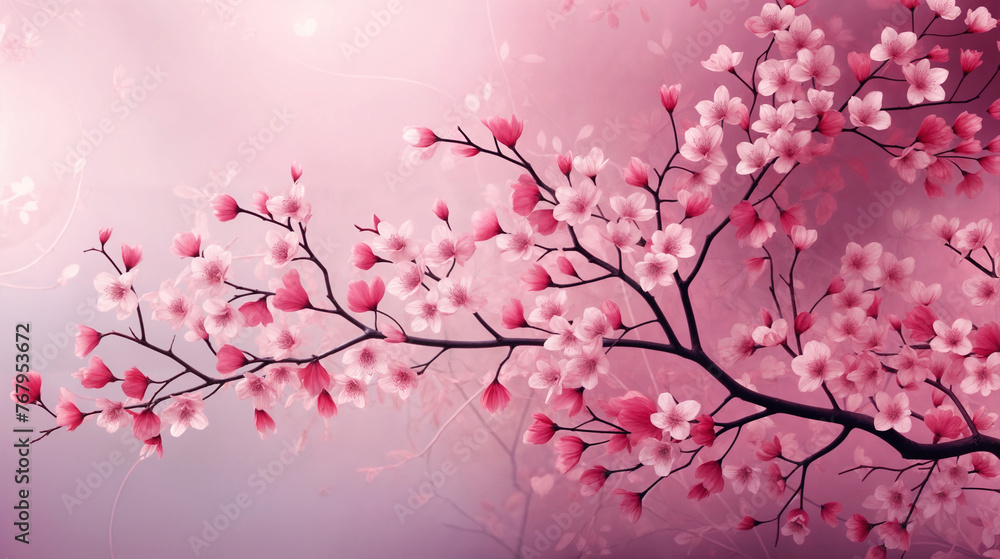 Obraz premium This painting features vibrant pink flowers set against a deep purple background. The flowers are delicately painted with intricate details, showcasing their beauty and simplicity.