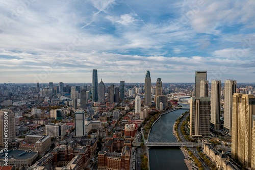 Aerial photo of Haihe River Scenic Line, Tianjin, China photo