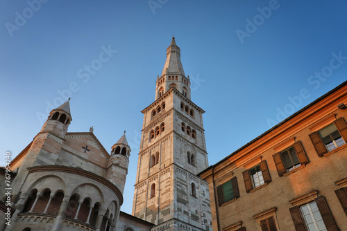 Ghirlandina bell tower and part of the apse of Modena Cathedral, World Heritage site, Unesco touristic place