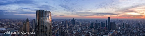 Panoramic view of Taijin cityscape during the sunset in China © Wirestock
