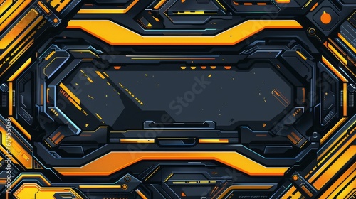 Cyberpunk Yellow and Blue Vector Illustration Border Banner Art Background with Empty Copy Space created with Generative AI Technology