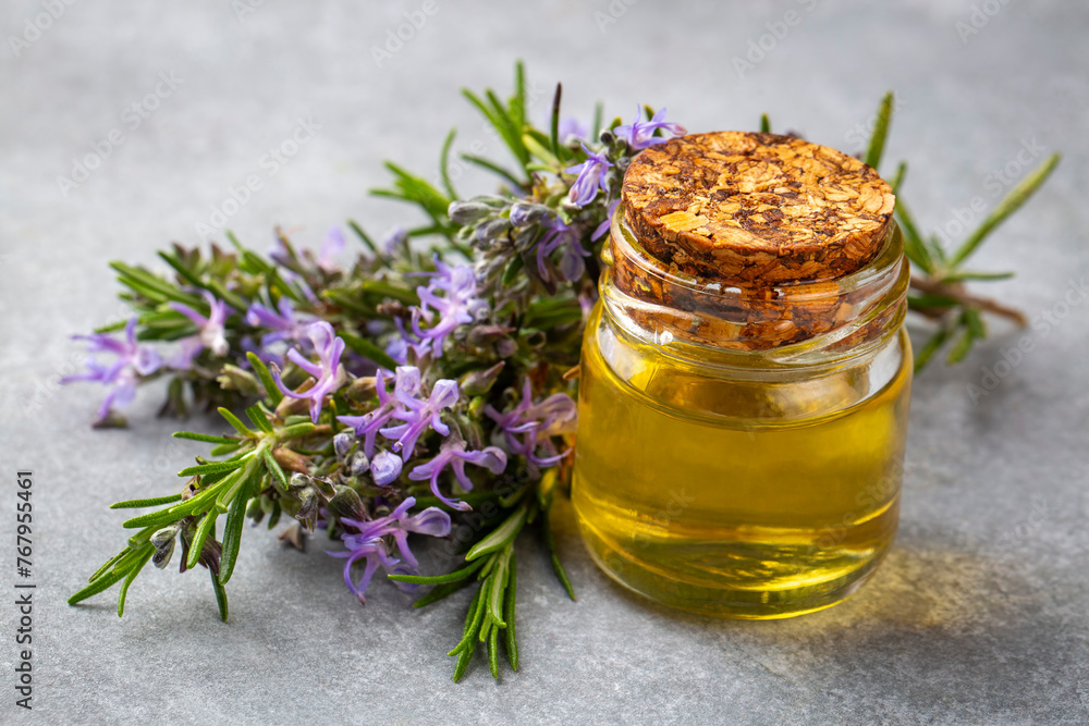 Fresh organic rosemary with essential oil Fresh organic rosemary with essential oil