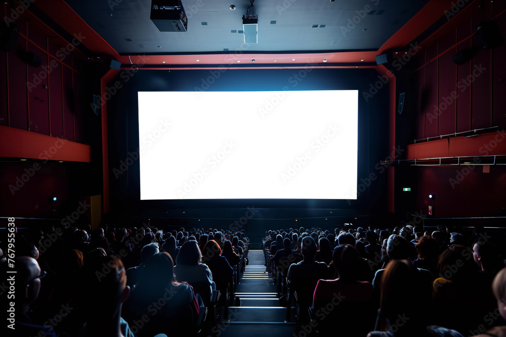 Obraz premium Empty cinema screen with audience. Transparent Blank cinema screen