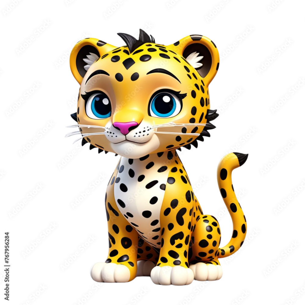 3d rendering of cartoon jaguar on Isolated transparent background png. generated with AI 3d rendering of cartoon jaguar on Isolated transparent background png. generated with AI