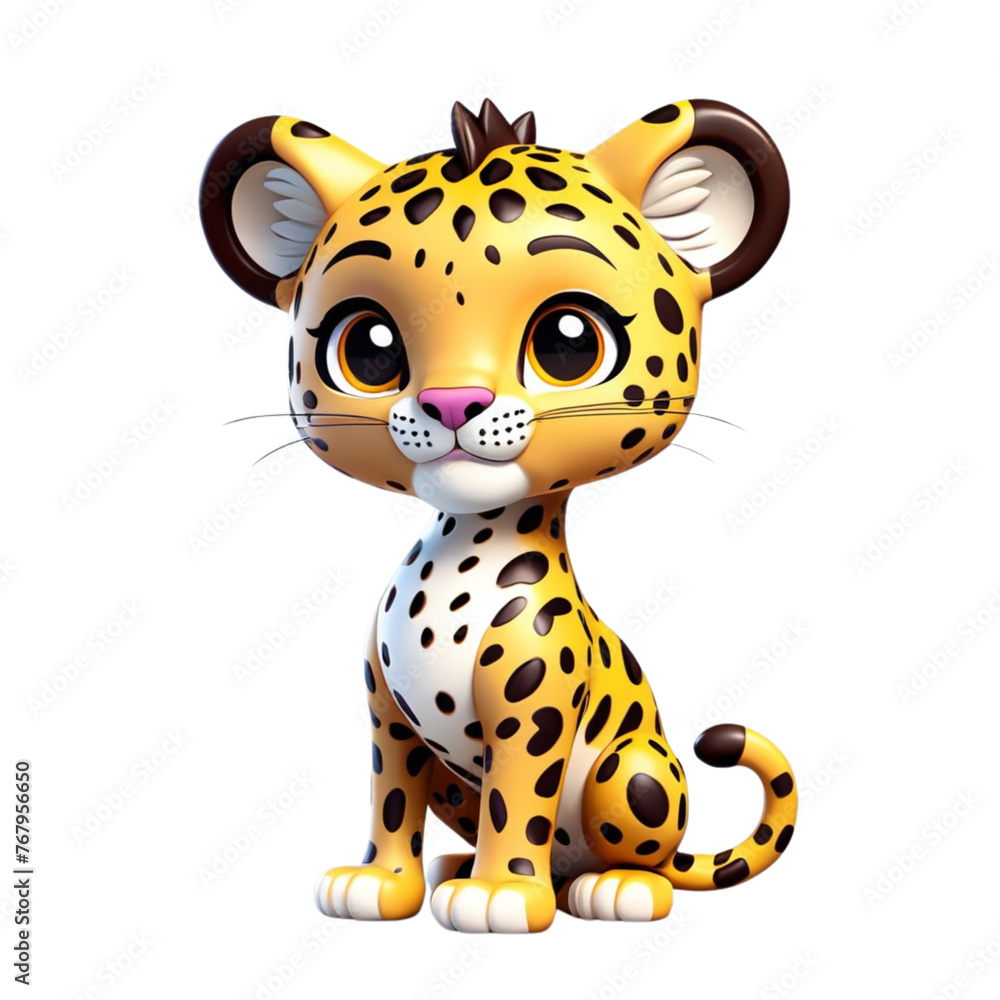 3d rendering of cartoon jaguar on Isolated transparent background png. generated with AI