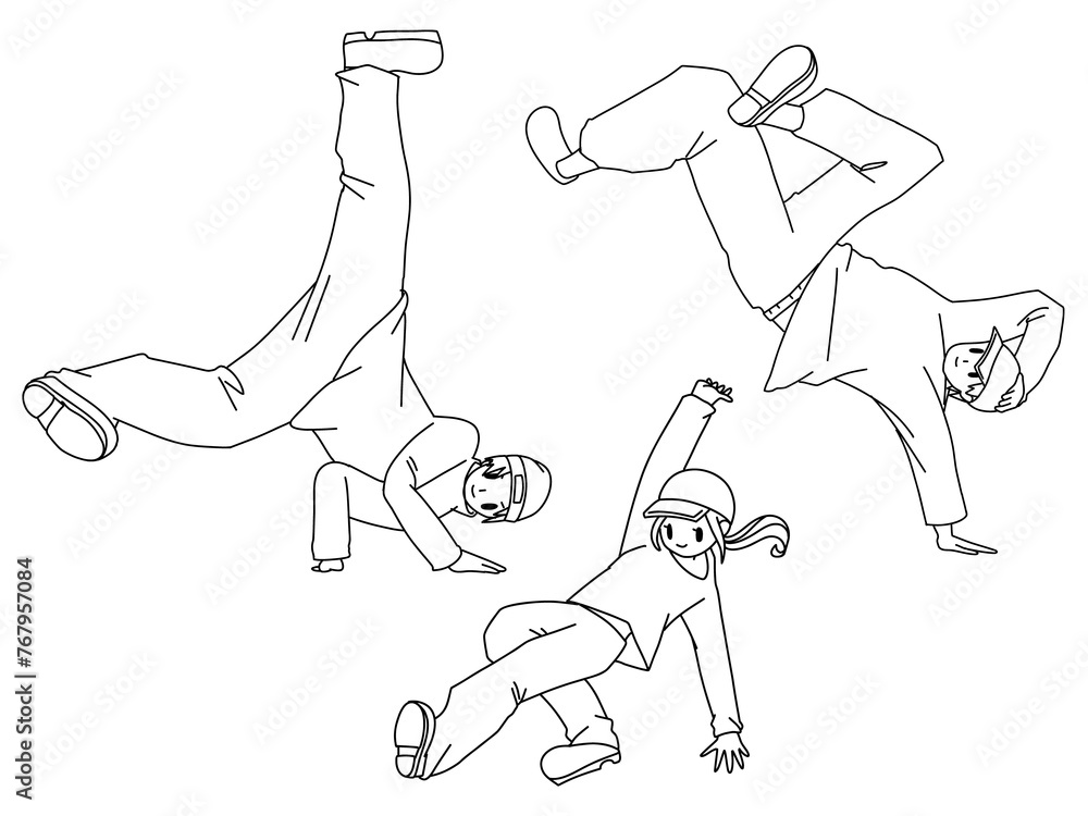 Fototapeta premium ブレイキントリオ(白黒)