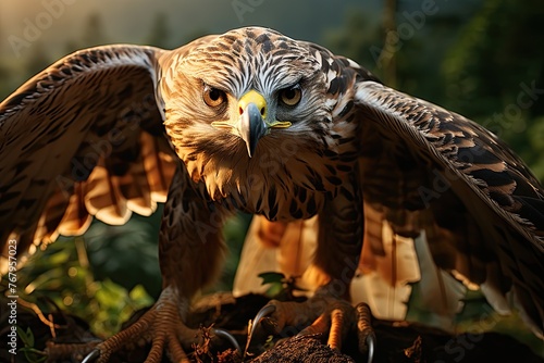 Explorer Falcon in search of treasures., generative IA