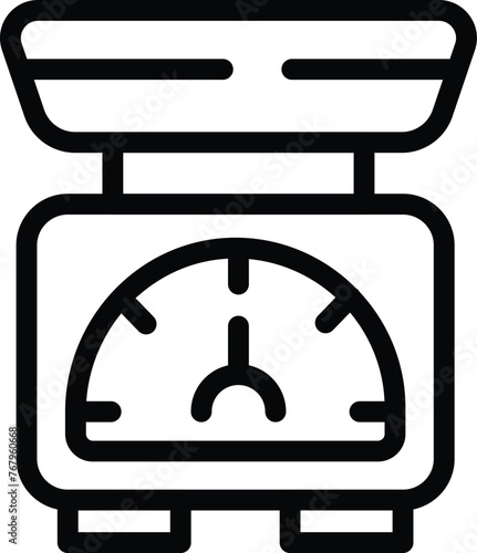 Chef kitchen scale icon outline vector. Food pound weight. Recipe ingredients measurement