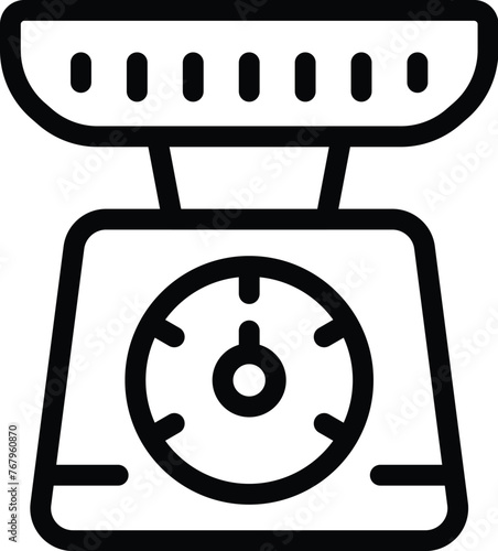 Professional kitchen scale icon outline vector. Food mass appliance. Nutrition tare measure