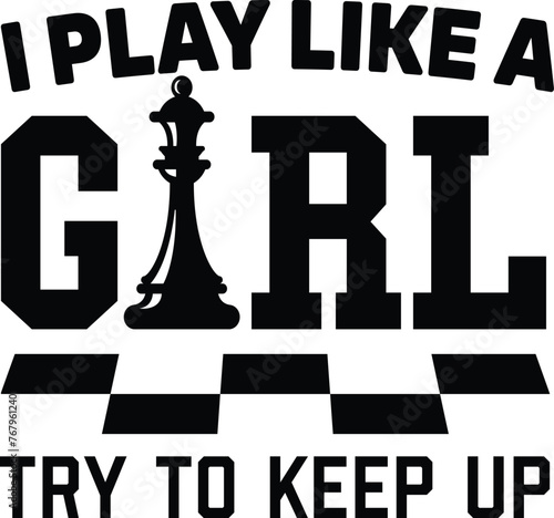 Chess Girl Vector Illustration, Chess Player Girl Quote, Chessmen, Game, Competition