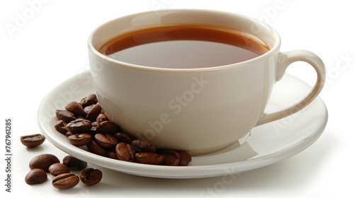 A Cup of Coffee Surrounded by Coffee Beans