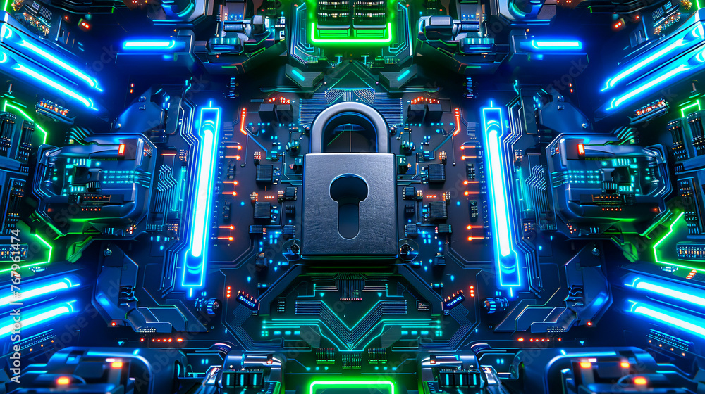 Fototapeta premium Digital Security Concept, Network Protection, Cybersecurity and Encryption