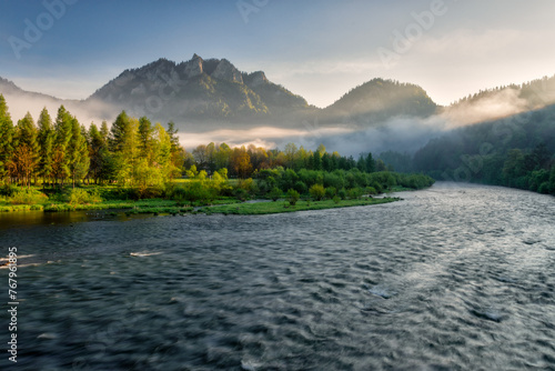 Beautiful Dunajec river in Pieniny Mountains at spring morning, Poland and Slovakia © Marcin Mucharski