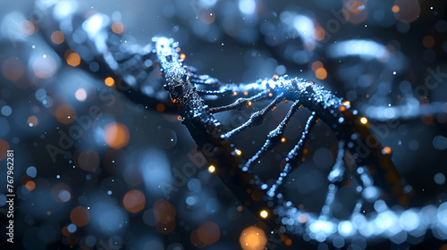 3d render of DNA structure abstract background, Generative Ai  photo