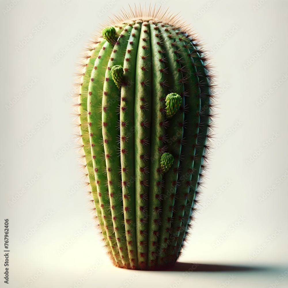 Naklejka premium Realistic Cactus Standing Tall on Soft Lit Background