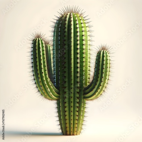 Realistic Cactus Standing Tall on Soft Lit Background