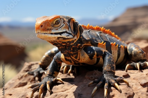 Majestic scorpion in the desert  symbol of preservation.  generative IA