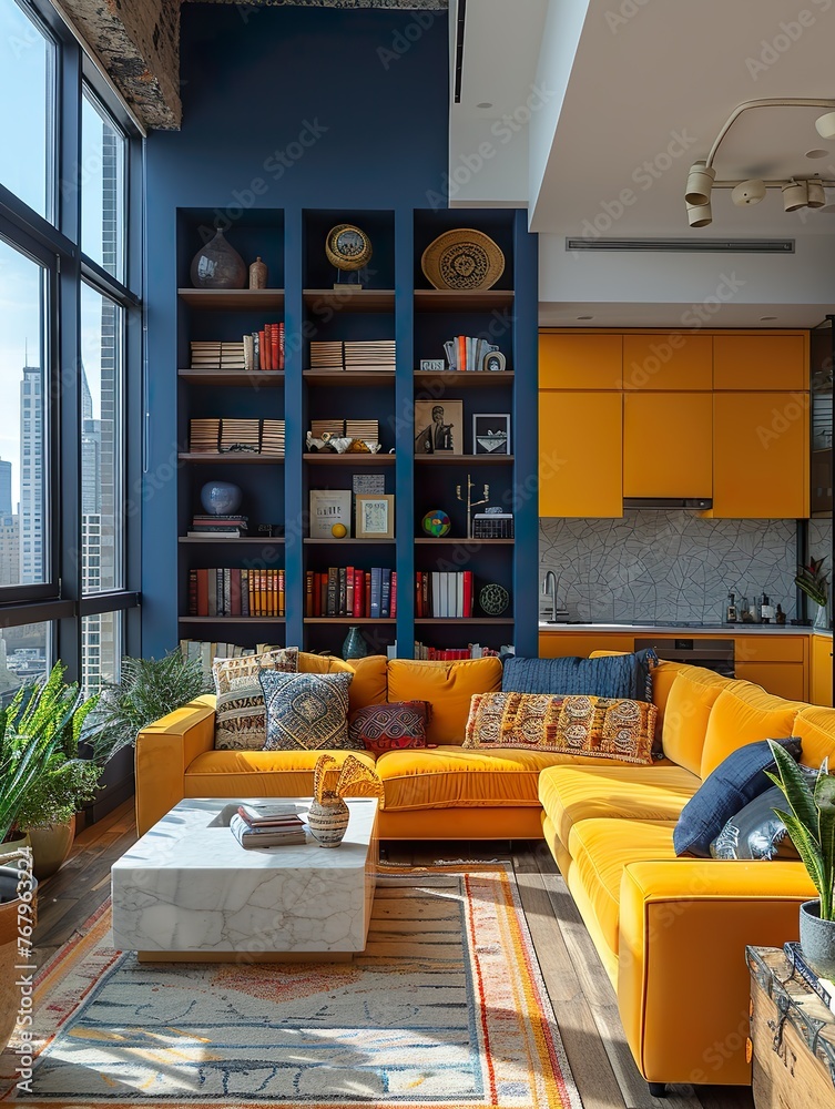 A New York apartment that highlights modern architecture, design, and the dynamic interplay of light and color