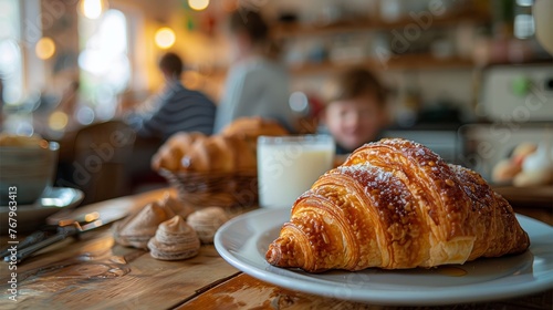 Group of People Around Plate of Croissants