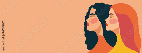 Vector banner place for text. Strong women feminism day. Feminism concept, gender equality, protection of women's rights and freedoms