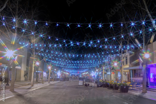 Quadro em tela Silicon Valley's Mountain View's Castro Street at Night with Eight Point Stars
