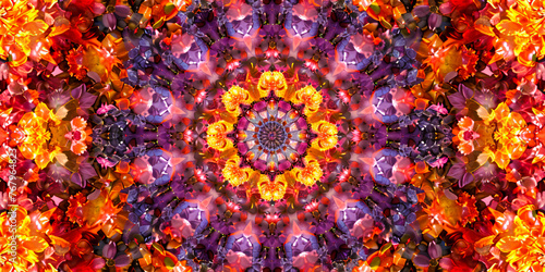 Ornamental Fractal Pattern, Bright Symmetrical Mandala, Colorful Abstract Design, High Resolution photo