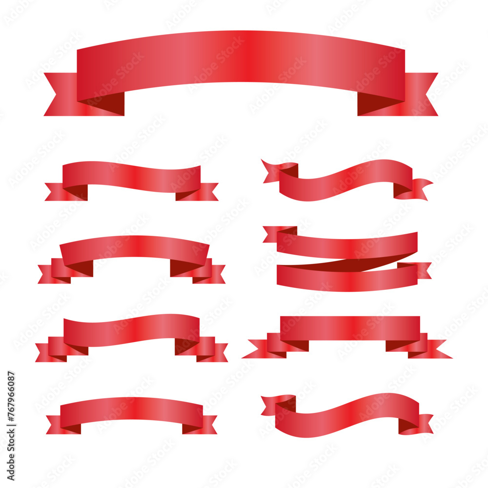 Red Silk Ribbons and White Background with Gradient Mesh, Vector Illustration Red Silk Ribbons and White Background with Gradient Mesh, Vector Illustration