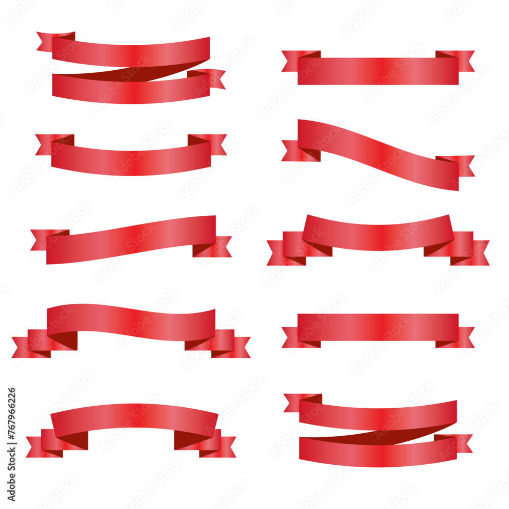 Red Silk Ribbons and White Background with Gradient Mesh, Vector Illustration Red Silk Ribbons and White Background with Gradient Mesh, Vector Illustration