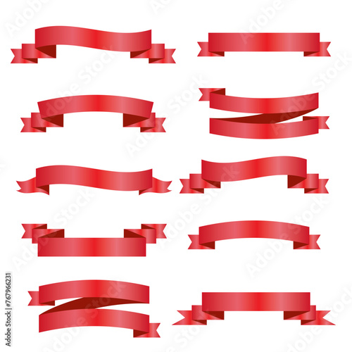 Red Silk Ribbons and White Background with Gradient Mesh, Vector Illustration
