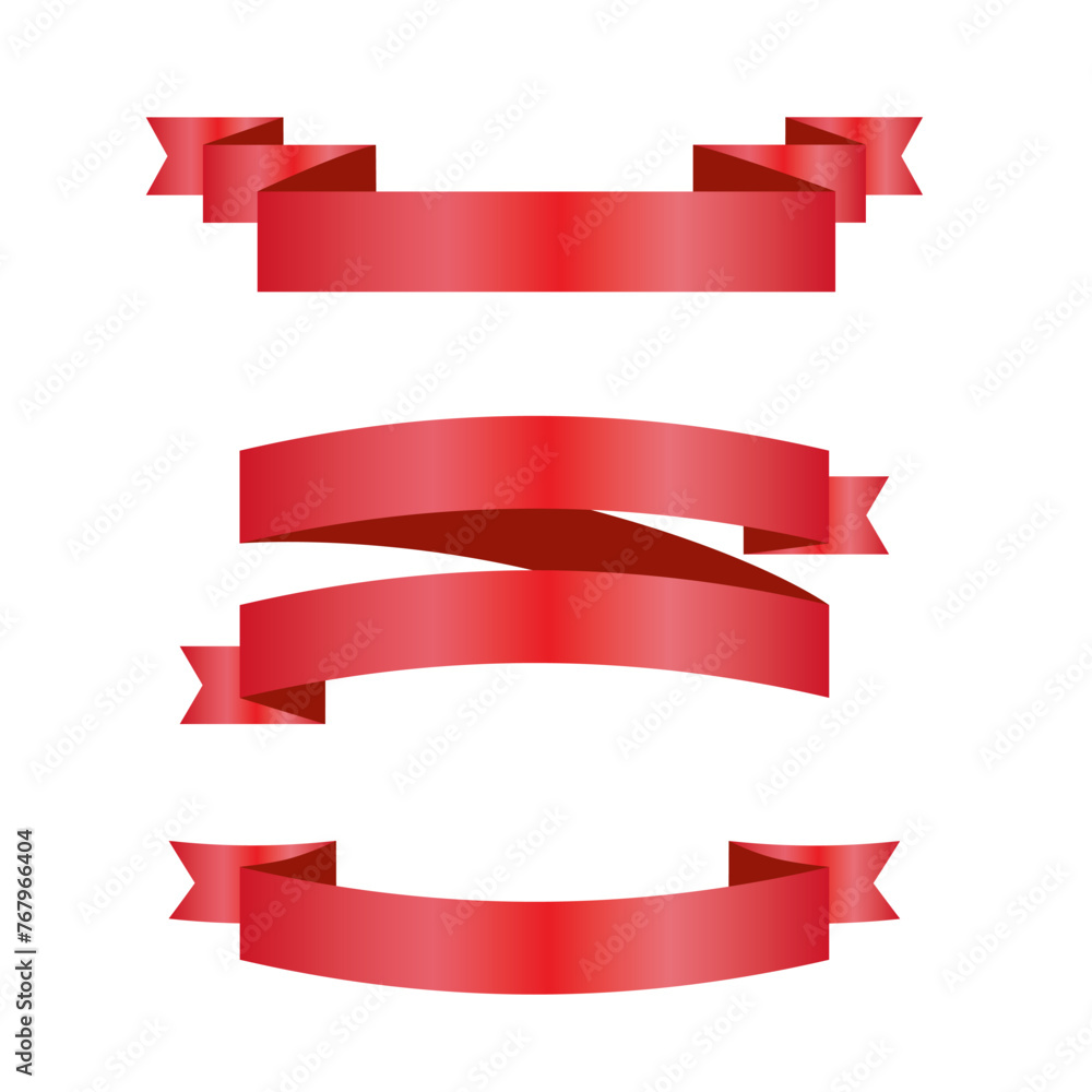 Red Silk Ribbons and White Background with Gradient Mesh, Vector Illustration Red Silk Ribbons and White Background with Gradient Mesh, Vector Illustration