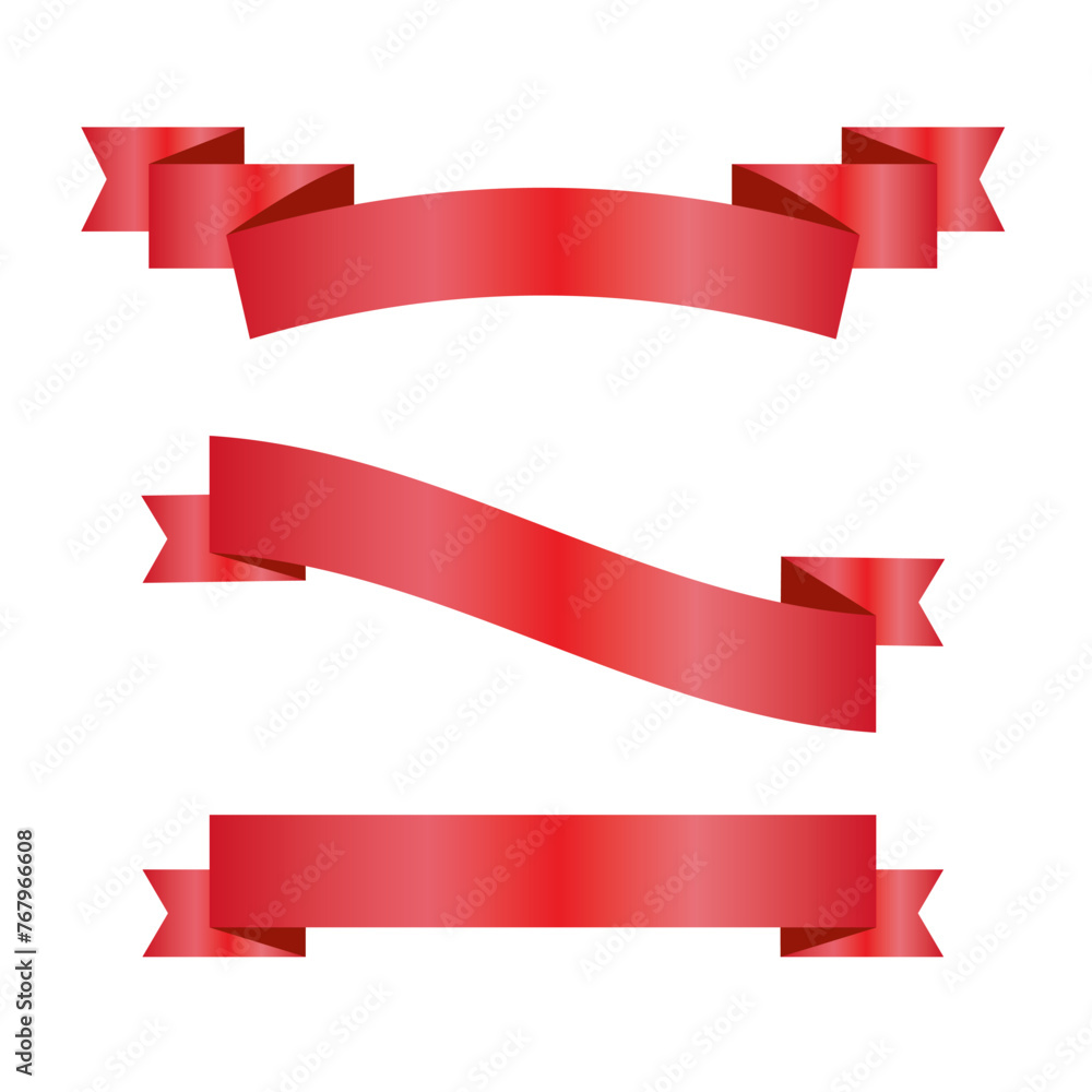 Red Silk Ribbons and White Background with Gradient Mesh, Vector Illustration Red Silk Ribbons and White Background with Gradient Mesh, Vector Illustration