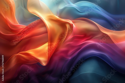 a colorful abstract painting of a flowing fabric, Abstract colorful background with waves and curves