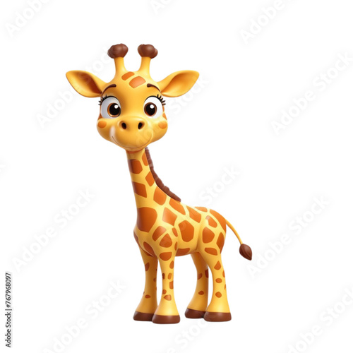3d rendering of cartoon giraffe on Isolated transparent background png. generated with AI © Shilpi